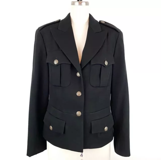 DKNY Donna Karan New York Womens Sz 6 Pure WOOL Military Blazer s Jacket 3