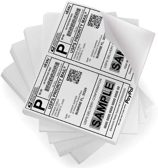 Shipping Labels 2 per Page - Half Sheet Shipping Labels for Laser & Inkjet Print