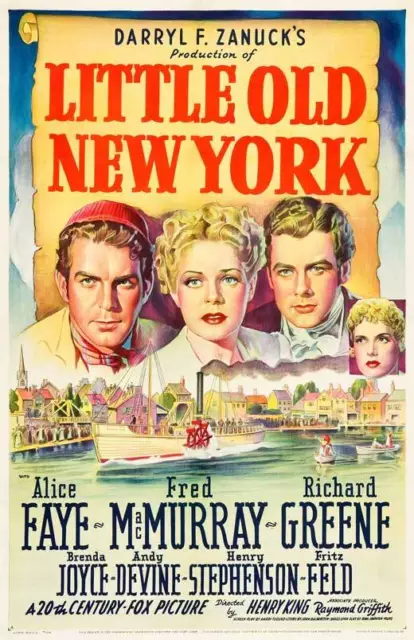 LITTLE OLD NEW YORK Movie POSTER 27x40 B Alice Faye Fred MacMurray Richard