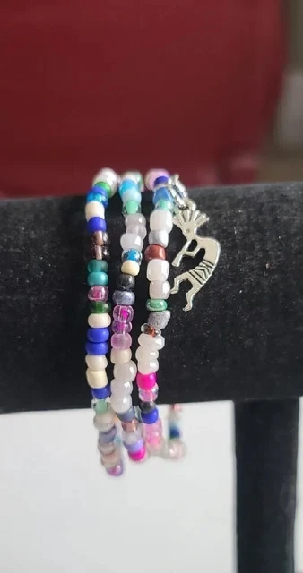 Michele's Attic Seed Bead & Charm Bracelets (3PC)- Kokopelli Dance of Life 23974