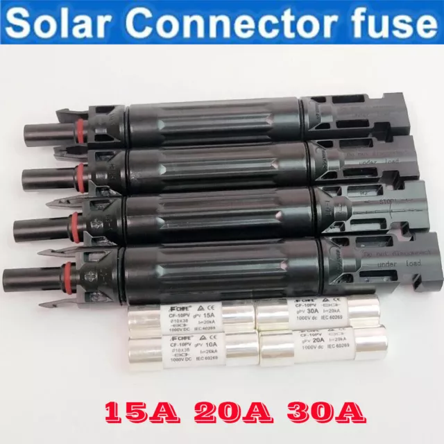 1/2/4 Pcs 15A 20A 30A M&F In-Line Fuse Connector Solar Panel to Controller