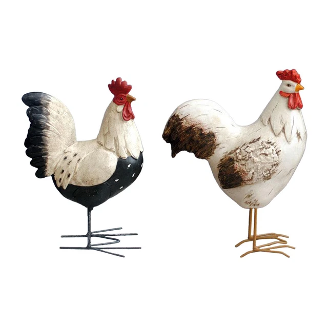 Miniature Outdoor Statue, Simulation Chicken Resin Sculptures Figurine, Artwork