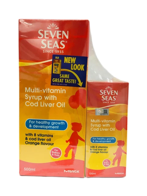 Seven Seas Multi-Vitamin Syrup Cod Liver Oil Kids 600ml FREE EXP SHPPING