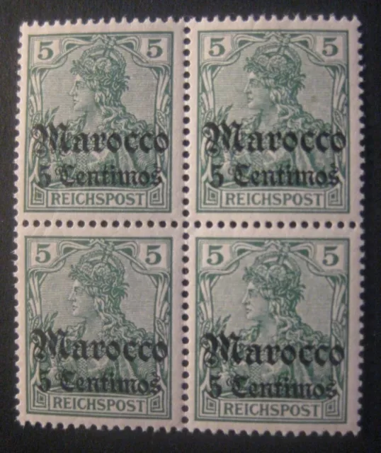 DP in Marokko: Mi-Nr. 20 ("Eintagsfliege"), Viererblock **, 96 Mi€