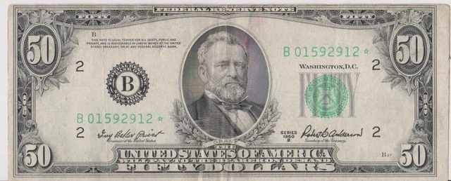 Fr. B* 1950-B $50 Fifty Dollars *Star* Frn Federal Reserve Note