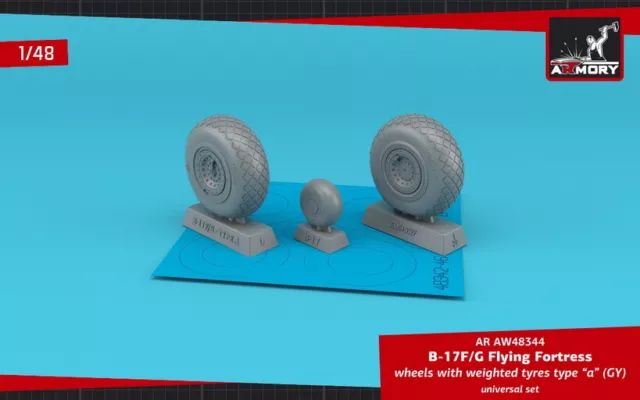 1/48 B-17F/G Flying Fortress Wheel w/Weighted Tyre A for Hasegawa/HK/Revell