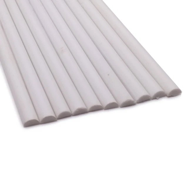 10pcs ABS Styrene Plastic Half Round Bar Rod 5mm Dia. 9.85" Long White