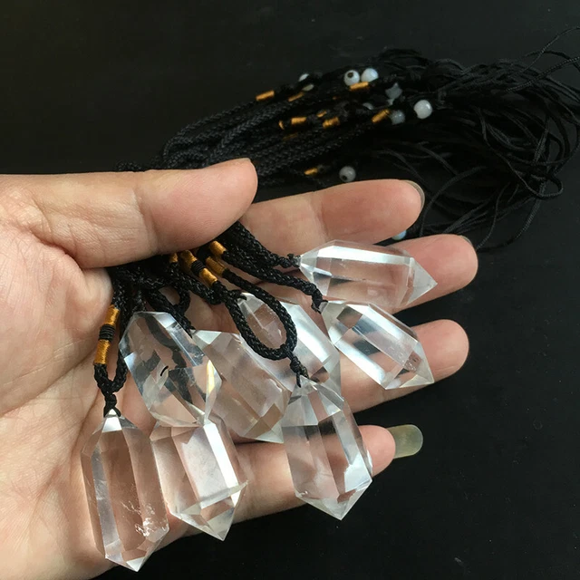 Natural Clear Quartz Pendant Crystal Point Wand Pendulum Chakra Healing Necklace