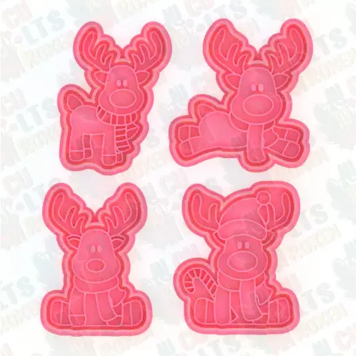 Formina tagliabiscotti Rudolf la renna di Natale set di cookie cutter Natalizi