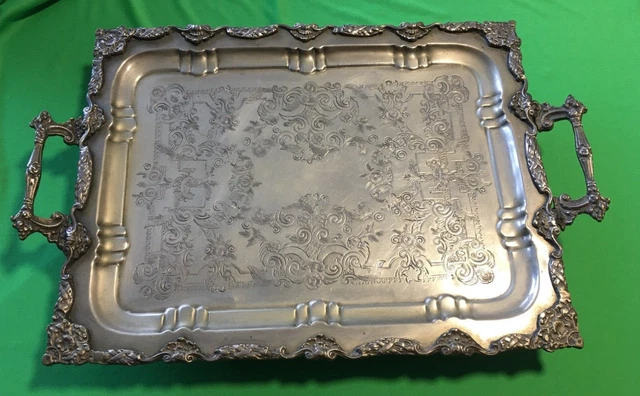 Plateau à Thé Marocain En Laiton - 32 Cm Argenté - Style Oriental Artisanal Avec Pieds