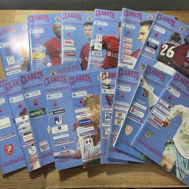 BURNLEY FOOTBALL PROGRAMMES 20012002 Season 15 Programmes Bundle Job