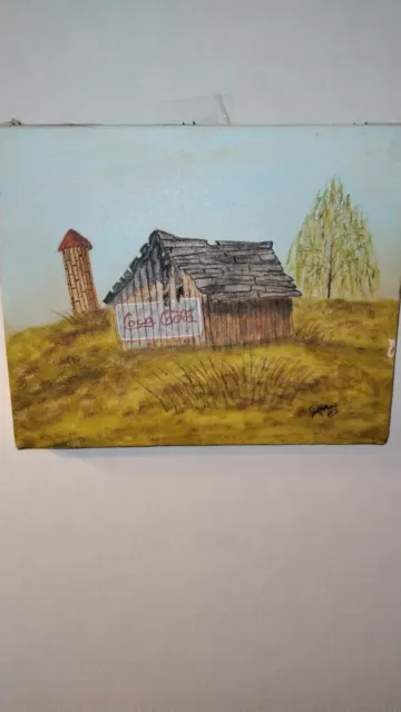 A Beautiful Oil Painting Of A Old Barn With The Coca-Cola Logo  Is Signed C.Bane