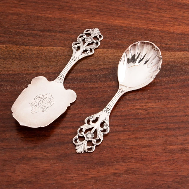 Marthinsen Norwegian Solid 830S Hostess Hors D'oeuvres Serving Set Viking Rose