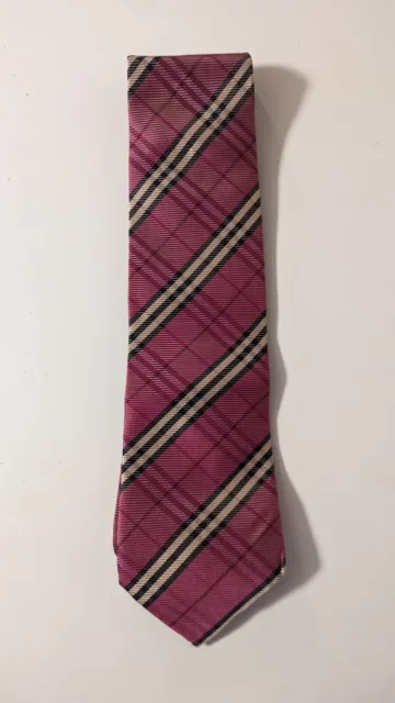 BURBERRY LONDON Silk Tie Italy Burberry Nova Check Pattern Purple Necktie