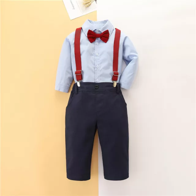 2Pcs Boys Gentleman Party Suit Long Sleeves Shirt and Vest Pants Set for Party