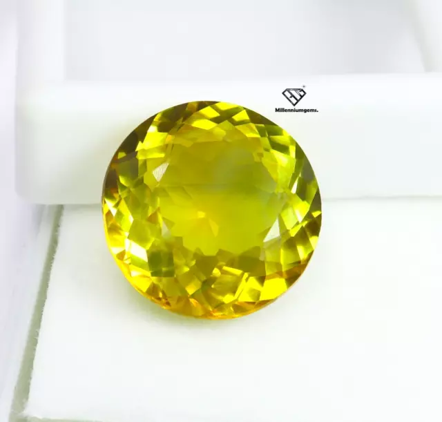 GIE Certified Natural Yellow Sapphire Round Shape Cut Gemstone 19.05 Cts