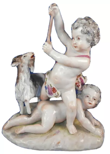 Antique 18tC Fuerstenberg Porcelain Putti & Goat Figure Porcelain Figure