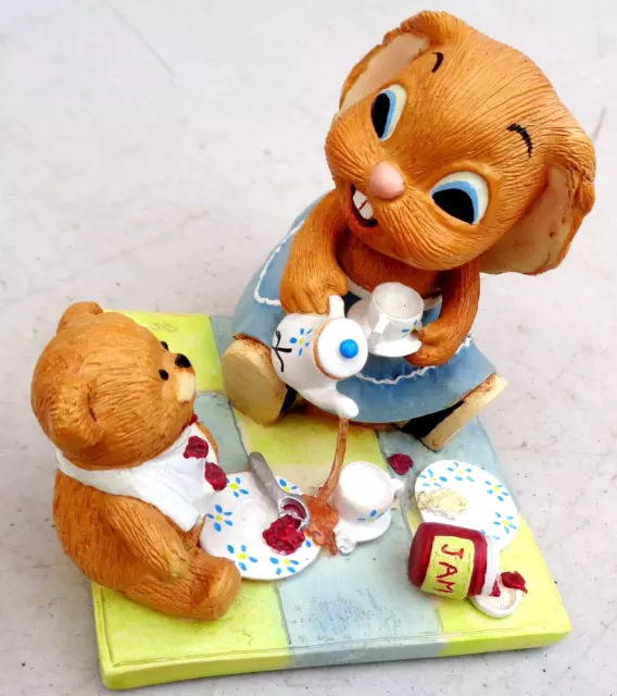 Pendelfin Sugar Rabbit Teddy Picnic Tea Party Figurine. No Damage.Good Condition