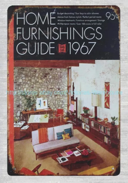 Home Furnishings Guide 1967 metal tin sign garage design