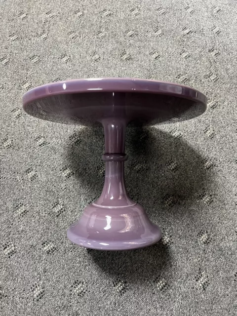 Mosser Glass 12 3/8" Pedestal Cake Stand Purple Swirl