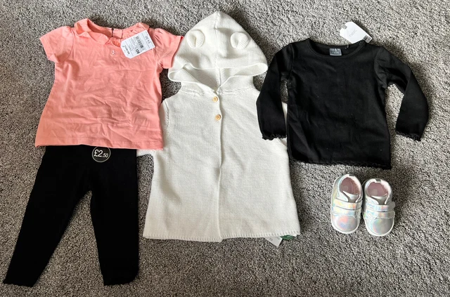 Bnwt New Baby Girl Bundle 6-9 Months Next Matalan Cardigan Leggings