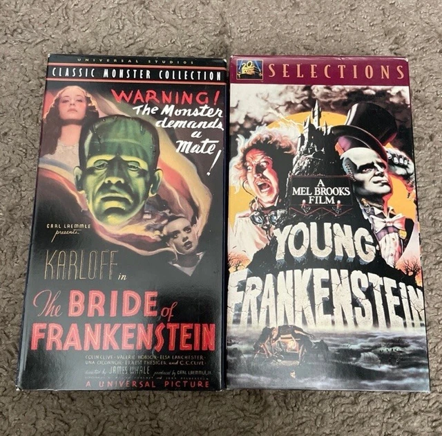 HORROR VHS TAPE lot The Bride of / Young Frankenstein Karloff vintage ...