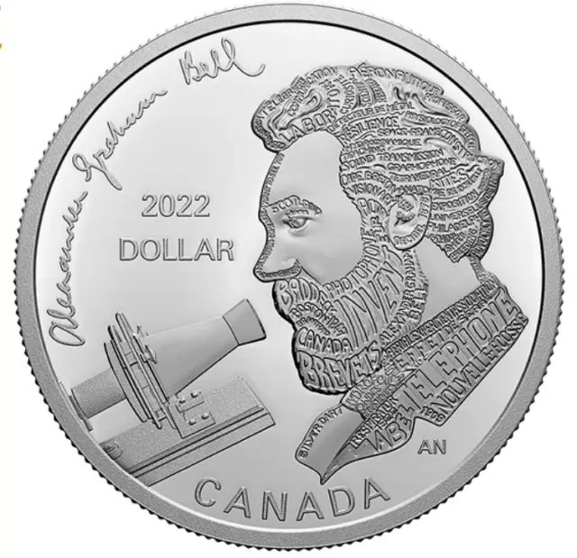 2022 Canada 175th anniv Alexander Graham Bell 99.99% Silver dollar with case