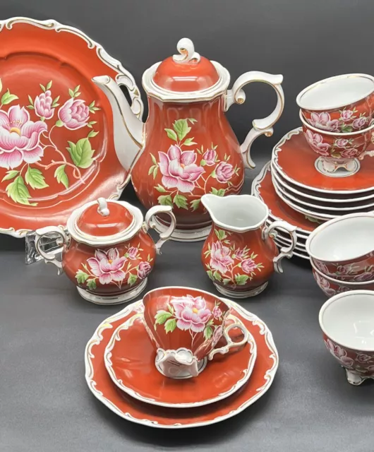 seltenes Fine China Lichte Porzellan Kaffeeservice handbemalt 6 Pers. #KA195