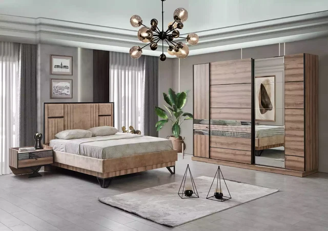 Juego de dormitorio cama armario mesitas de noche dormitorio muebles de madera