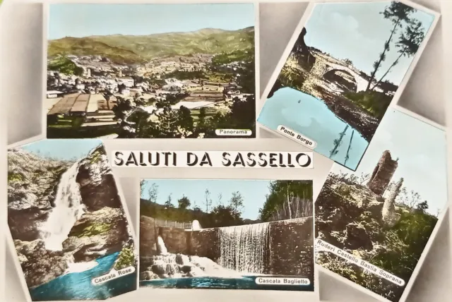 Cartolina - Saluti da Sassello - Vedute diverse - 1955 ca.