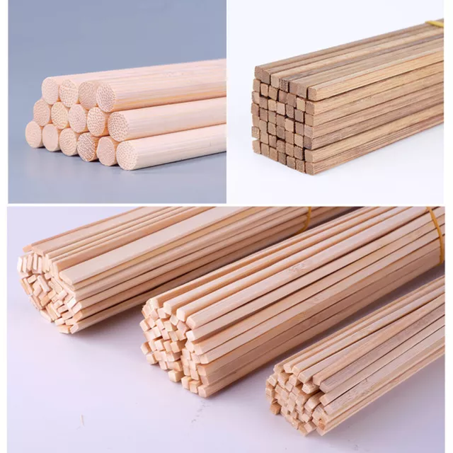 10PCS Beech Round Sticks Wood Rods Woodwork Wooden Model Hobby DIY Craft  Supply