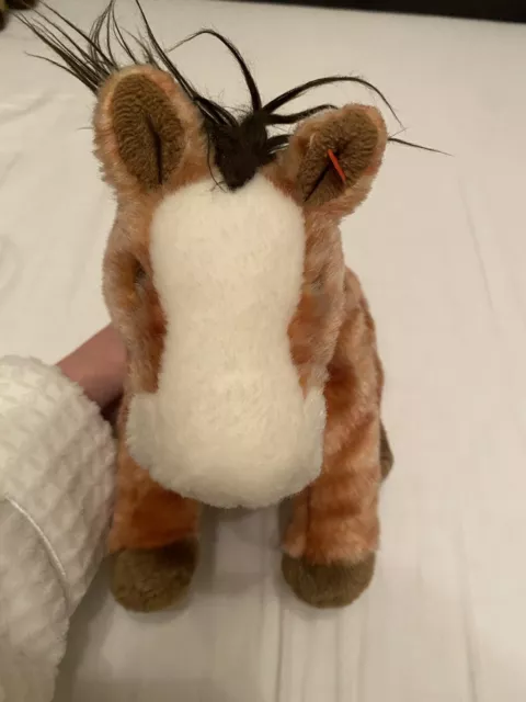 TY Beanie Baby Buddy Animal Oats Horse Pony Chestnut Brown White Face Soft Toy