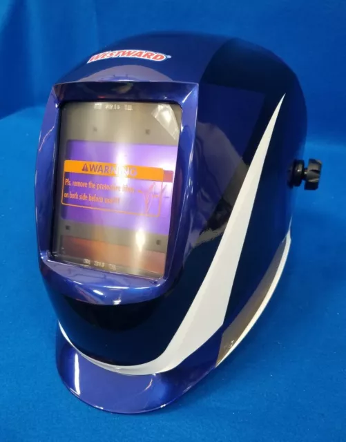 WESTWARD 44R232 Auto Darkening Welding Helmet 5-8/8-13, Blue White Black