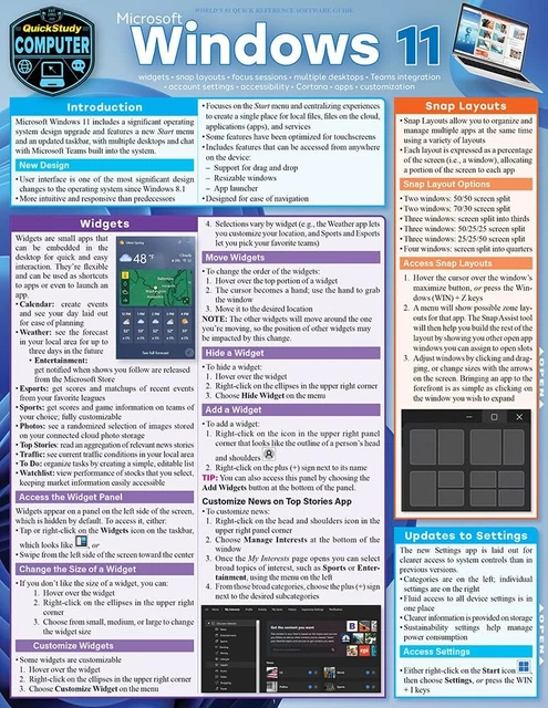 MICROSOFT WINDOWS 11: Quickstudy Laminated Computer Reference £10.30 ...