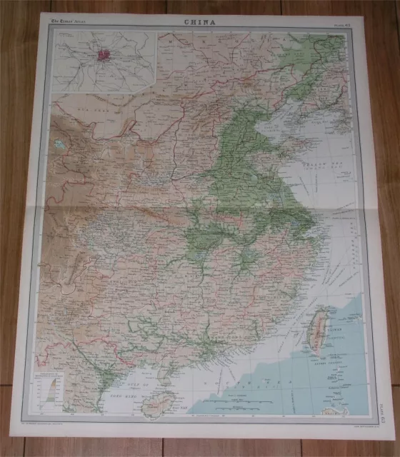 1922 Vintage Map Of Eastern China Hong Kong Beijing Shanghai Taiwan Asia
