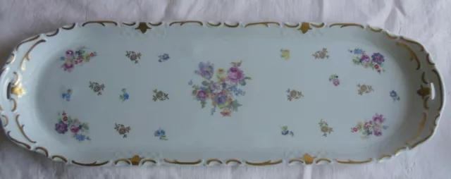 Reichenbach Germany Democratic Republic Floral Long Serving/Vanity Platter