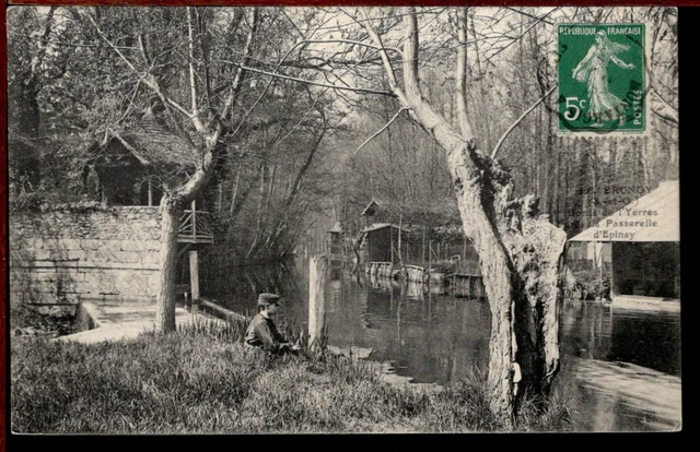 CPA - 91 - BRUNOY - Bords de l'Yerres et la Passerelle d'Epinay