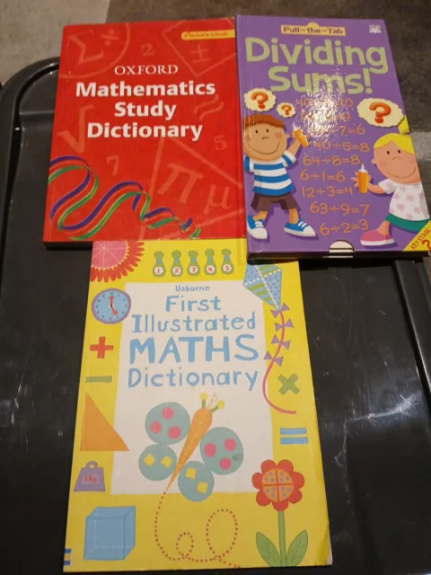 Childrens Maths Bundle X3 Books# Oxford Mathematics  Study Dictionary, Usborne..