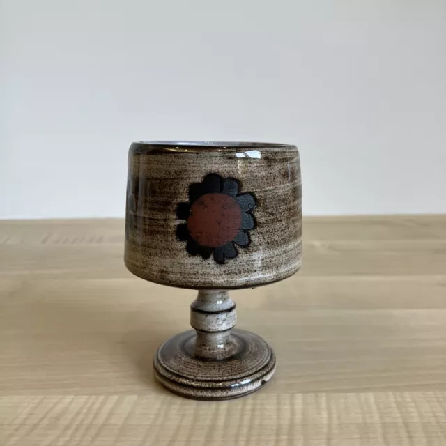 Vintage Briglin Pottery Studio | Pedestal Water/Wine Goblet | Floral Design VGC