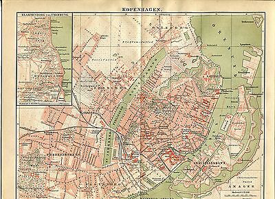 Mapa de la Ciudad De Copenhague - De 1895 (J-BE2)