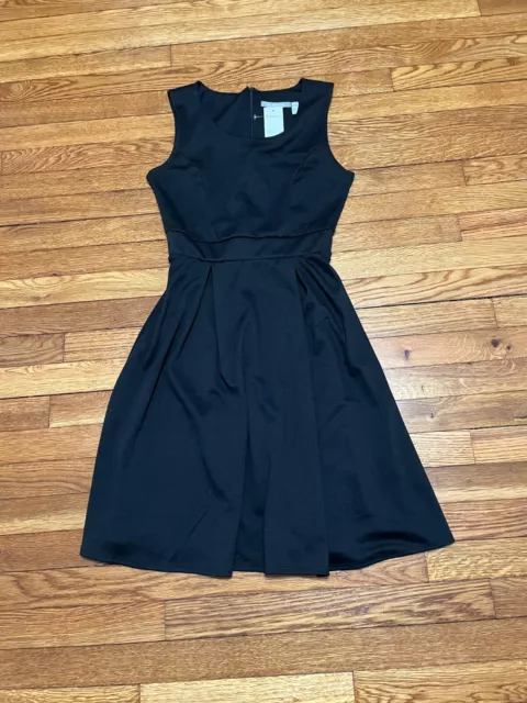 NY Collection Black Sleeveless Fit & Flare Dress Womens Size XS Stretch NWT!