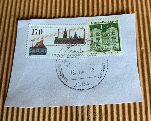 Alte Briefmarken "100 Jahre Drehstromübertragung", "Berlin-Tegel"
