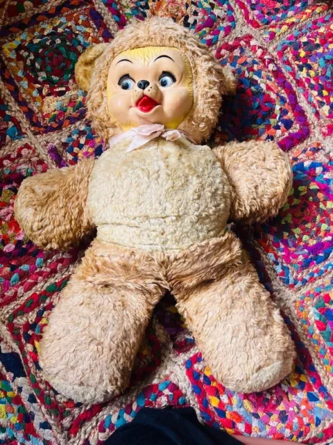 Rushton Rubber Face Big Bear Plush Vintage Doll From Japan Used