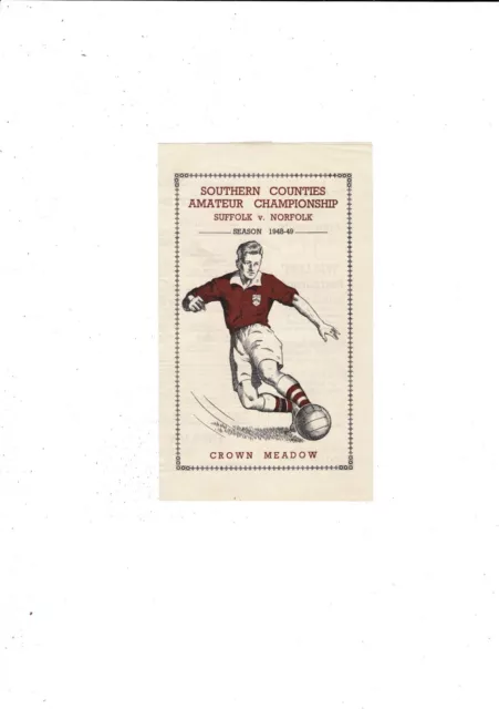 1948/49 Suffolk v Norfolk Southern Counties Championship Football Programme