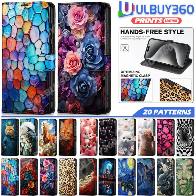 For Samsung A15 A35 A55 A14 A35 A54 A53 Pattern Case Leather Wallet Flip Cover