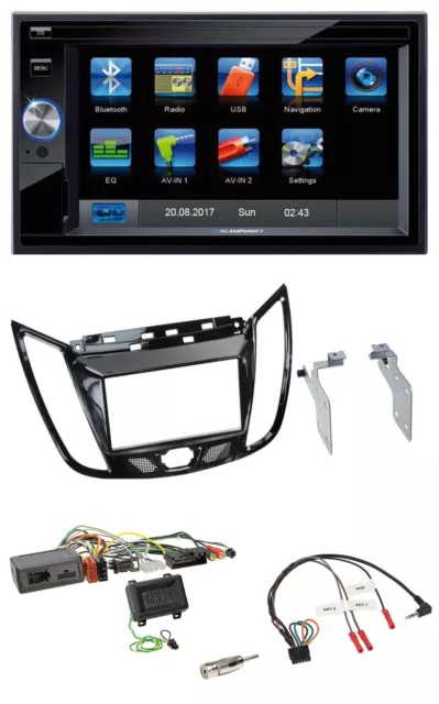 Blaupunkt Lenkrad USB Bluetooth TMC 2DIN Navigation für Ford C-Max Kuga Klavierl