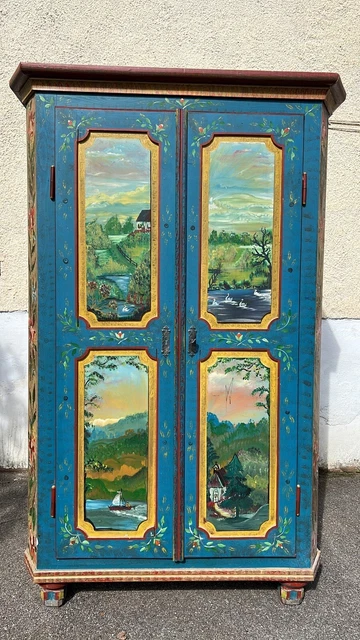 Divine Rare Antique Alpine Decorative Art Armoire Cupboard Storage Country House