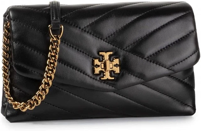 Tory Burch Femme Kira Chevron Lanière Chaîne Portefeuille Cuir 001-Black OS