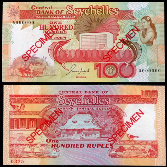 SEYCHELLES 100 RUPEES ND 1989 SPECIMEN P 35s UNC