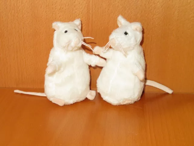 2x IKEA GOSIG weiße Maus ca. 12cm Plüschtier Stofftier Kuscheltier